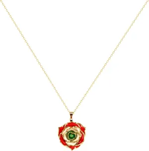 Rose Pendant Necklace for Women, 24K Gold-Plated, Adjustable Length, Fashion Jewelry, Best Gifts for Her