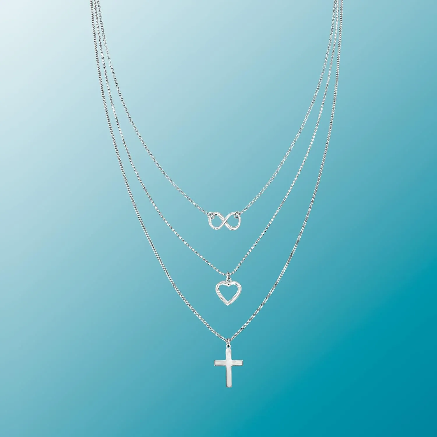 Ross-Simons Italian Sterling Silver Multi-Symbol Layered Necklace