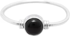 Round Black onyx 925 Sterling Silver Ring - Delicate BOHO Chic Jewelry - Fashionable and Stylish for Women with Velvet Gift Bag/Box - Made by Indian Artisans - Size 5-10