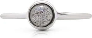 Round Labradorite 925 Sterling Silver Ring - Delicate BOHO Chic Jewelry - Fashionable and Stylish for Women with Velvet Gift Bag/Box - Made by Indian Artisans - Size 5-9