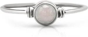 Round Moonstone 925 Sterling Silver Ring - Delicate BOHO Chic Jewelry - Fashionable and Stylish for Women with Velvet Bag/Gift Box- Made by Indian Artisans - Size 5-10