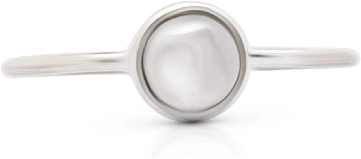 Round Moonstone 925 Sterling Silver Ring - Delicate BOHO Chic Jewelry - Fashionable and Stylish for Women with Velvet Gift Bag/Box - Made by Indian Artisans - Size 4-9