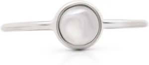 Round Moonstone 925 Sterling Silver Ring - Delicate BOHO Chic Jewelry - Fashionable and Stylish for Women with Velvet Gift Bag/Box - Made by Indian Artisans - Size 4-9
