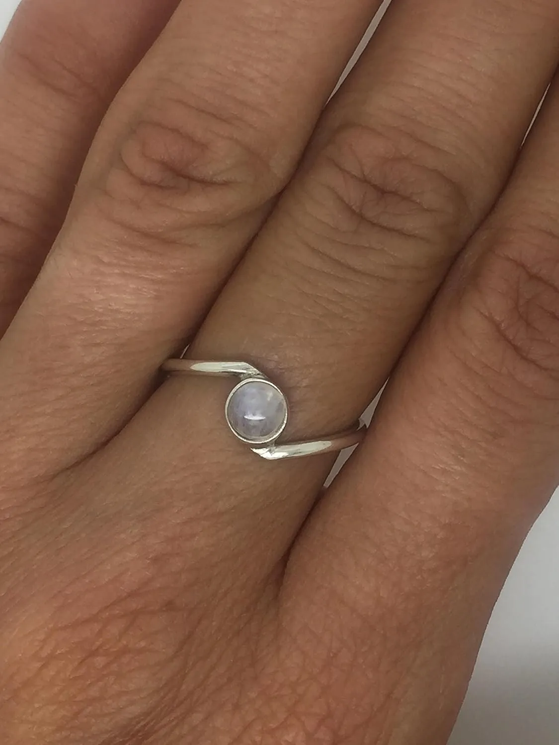 Round Moonstone -925 Sterling Silver Ring - Delicate BOHO Chic Jewelry - Fashionable and Stylish for Women with Velvet Gift Bag/Box - Made by Indian Artisans - Size 5-9