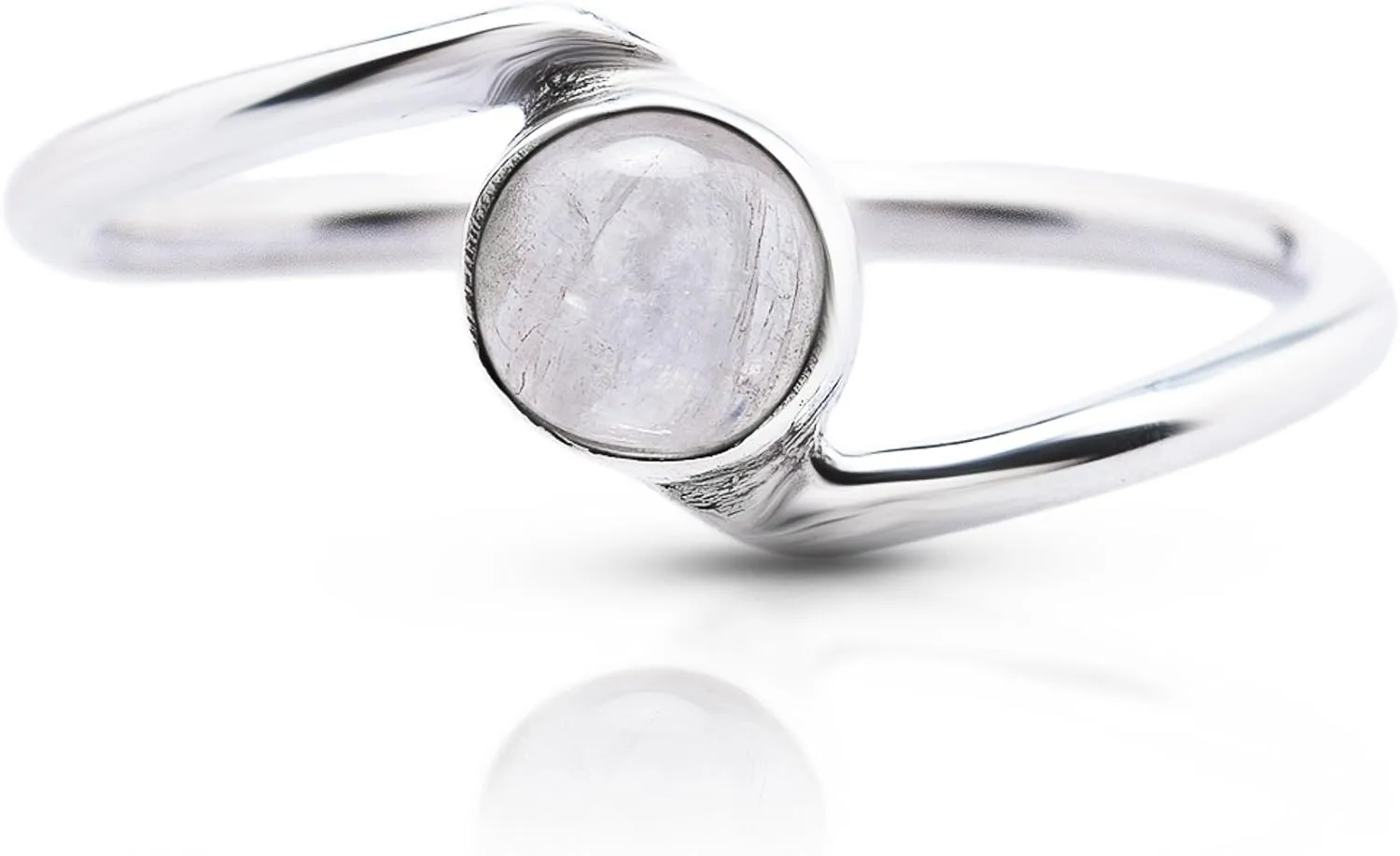 Round Moonstone -925 Sterling Silver Ring - Delicate BOHO Chic Jewelry - Fashionable and Stylish for Women with Velvet Gift Bag/Box - Made by Indian Artisans - Size 5-9