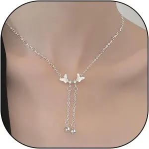 Rrdaily Crystal Double Butterfly Pendant Statement Necklace for Women Teen Girls,14K Gold Cubic Zirconia Long Chains Necklace Party Prom Trendy Jewelry Gifts