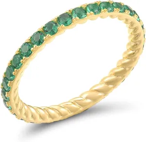 Santuzza 925 Sterling Silver Gemstone Stackable Ring Engagement Wedding Eternity Stacking Ring for Women
