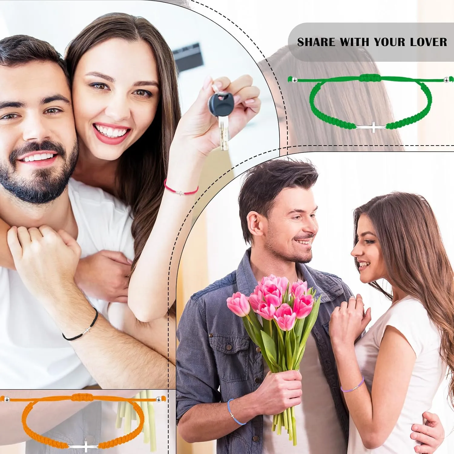 Sasylvia 100 Pcs Cross Bracelets Bulk Adjustable Christian Braided String Bracelets for Easter Graduation, Christian gift for Men, Women, Baptism, Church, Funerals, Friendship