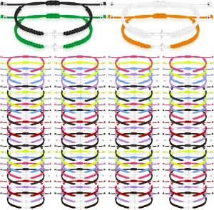 Sasylvia 100 Pcs Cross Bracelets Bulk Adjustable Christian Braided String Bracelets for Easter Graduation, Christian gift for Men, Women, Baptism, Church, Funerals, Friendship