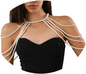 Sexy Pearl Shoulder Chain Necklace Summer Bead Arm Chain Bridal Wedding Shoulder Back Chain Jewelry for Women