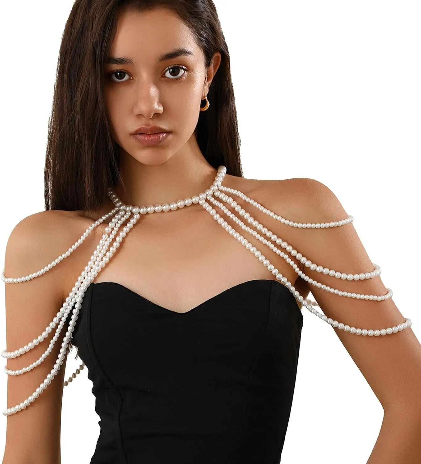 Sexy Pearl Shoulder Chain Necklace Summer Bead Arm Chain Bridal Wedding Shoulder Back Chain Jewelry for Women