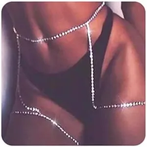 Silver Crystal Waist Chains with Leg Chain Harness Body Accessories for Women Fashion Jewelry