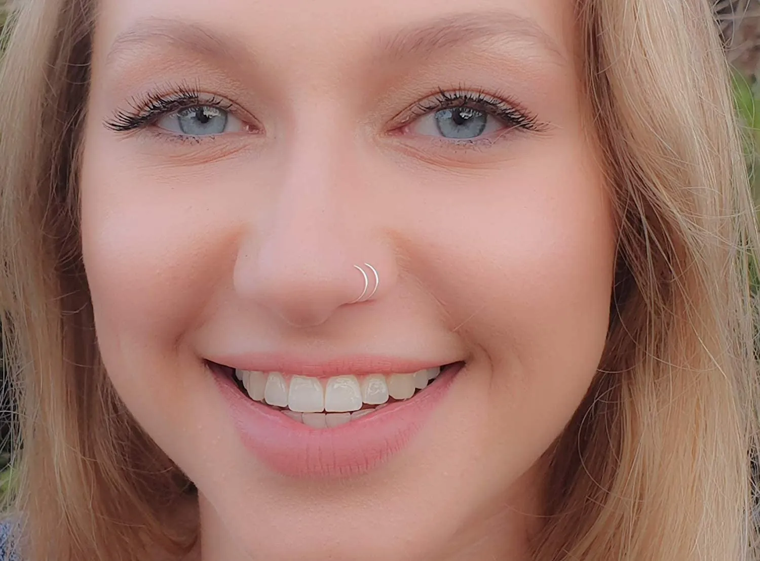 Silver Double Hoop Nose Ring - Thin Tiny 20 Gauge 7mm Spiral Double Nose Hoop - Handmade 925 Sterling Silver Spiral Nose Piercing Jewelry For Women - Gift Ready