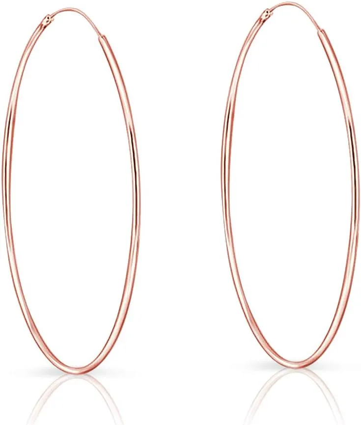 Silver Hoop Earrings Rose Gold Plated 18K - Rose Gold Hoop Earrings - Gold Plated Earrings - Gold Hoops - Small Hoop Earrings - Large Hoop Earrings - Hypoallergenic Hoop - Huggie Hoop - Sleeper Hoop
