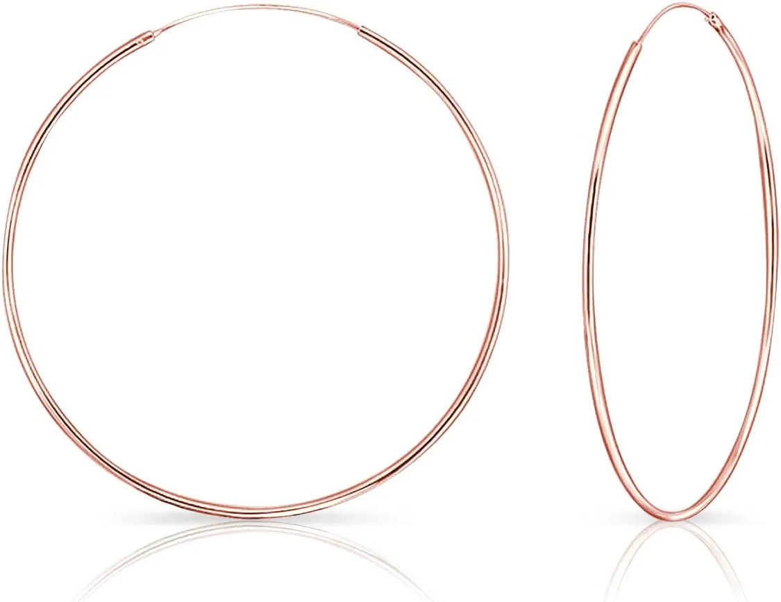 Silver Hoop Earrings Rose Gold Plated 18K - Rose Gold Hoop Earrings - Gold Plated Earrings - Gold Hoops - Small Hoop Earrings - Large Hoop Earrings - Hypoallergenic Hoop - Huggie Hoop - Sleeper Hoop