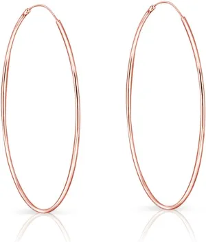 Silver Hoop Earrings Rose Gold Plated 18K - Rose Gold Hoop Earrings - Gold Plated Earrings - Gold Hoops - Small Hoop Earrings - Large Hoop Earrings - Hypoallergenic Hoop - Huggie Hoop - Sleeper Hoop