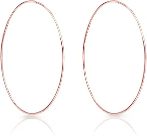 Silver Hoop Earrings Rose Gold Plated 18K - Rose Gold Hoop Earrings - Gold Plated Earrings - Gold Hoops - Small Hoop Earrings - Large Hoop Earrings - Hypoallergenic Hoop - Huggie Hoop - Sleeper Hoop