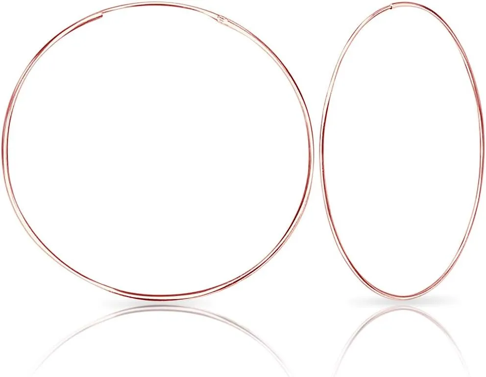 Silver Hoop Earrings Rose Gold Plated 18K - Rose Gold Hoop Earrings - Gold Plated Earrings - Gold Hoops - Small Hoop Earrings - Large Hoop Earrings - Hypoallergenic Hoop - Huggie Hoop - Sleeper Hoop