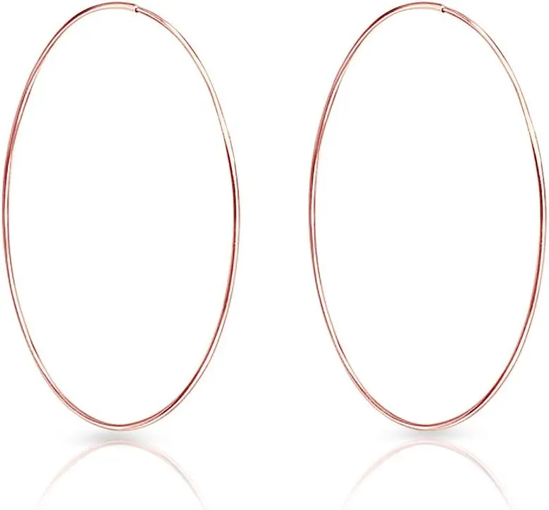 Silver Hoop Earrings Rose Gold Plated 18K - Rose Gold Hoop Earrings - Gold Plated Earrings - Gold Hoops - Small Hoop Earrings - Large Hoop Earrings - Hypoallergenic Hoop - Huggie Hoop - Sleeper Hoop