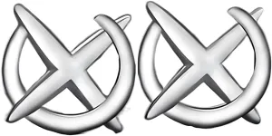 Silver X Hoop Earrings for Women Minimalist Lightweight X Earrings Jewelry