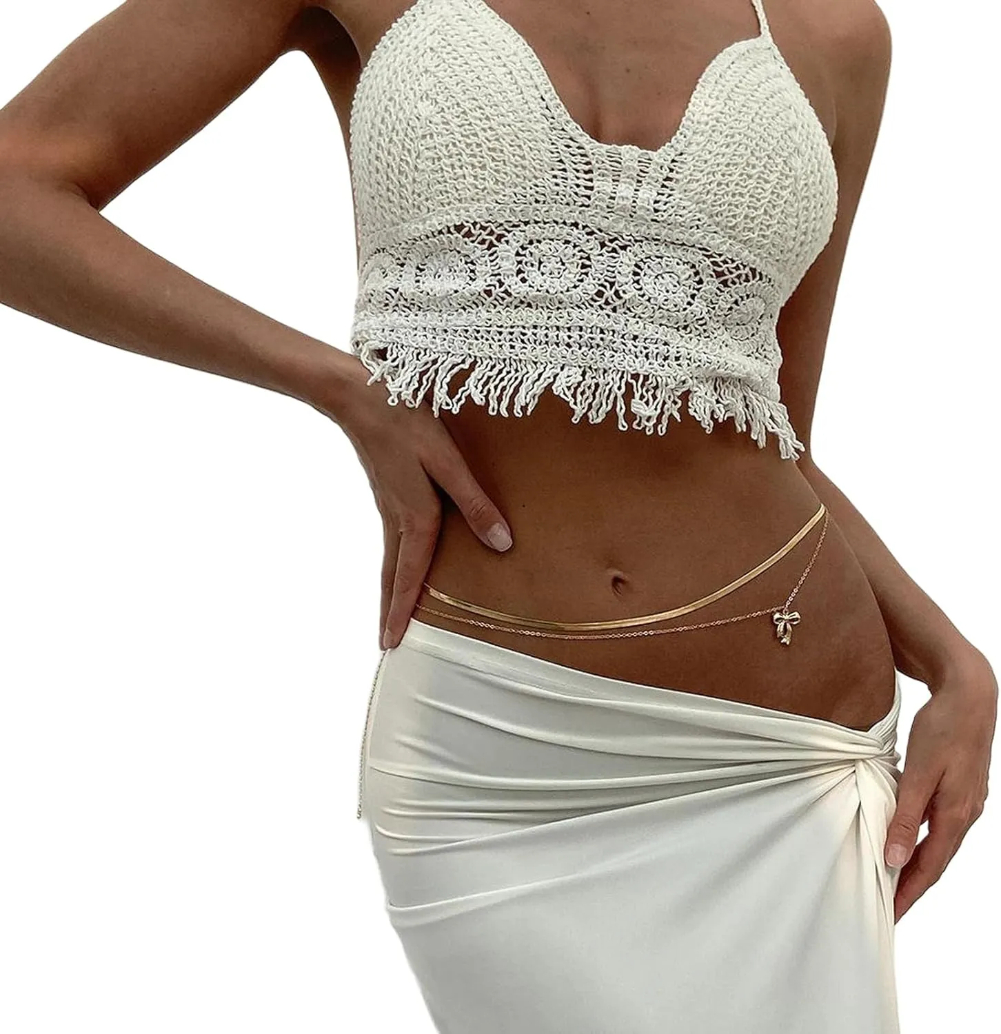 Simple Sexy Thin Waist Chain Jewelry Bikini Metal Flat Belly Chains Necklace Summer Beach Butterfly Body Chain Layered Waist Body Jewelry for Women