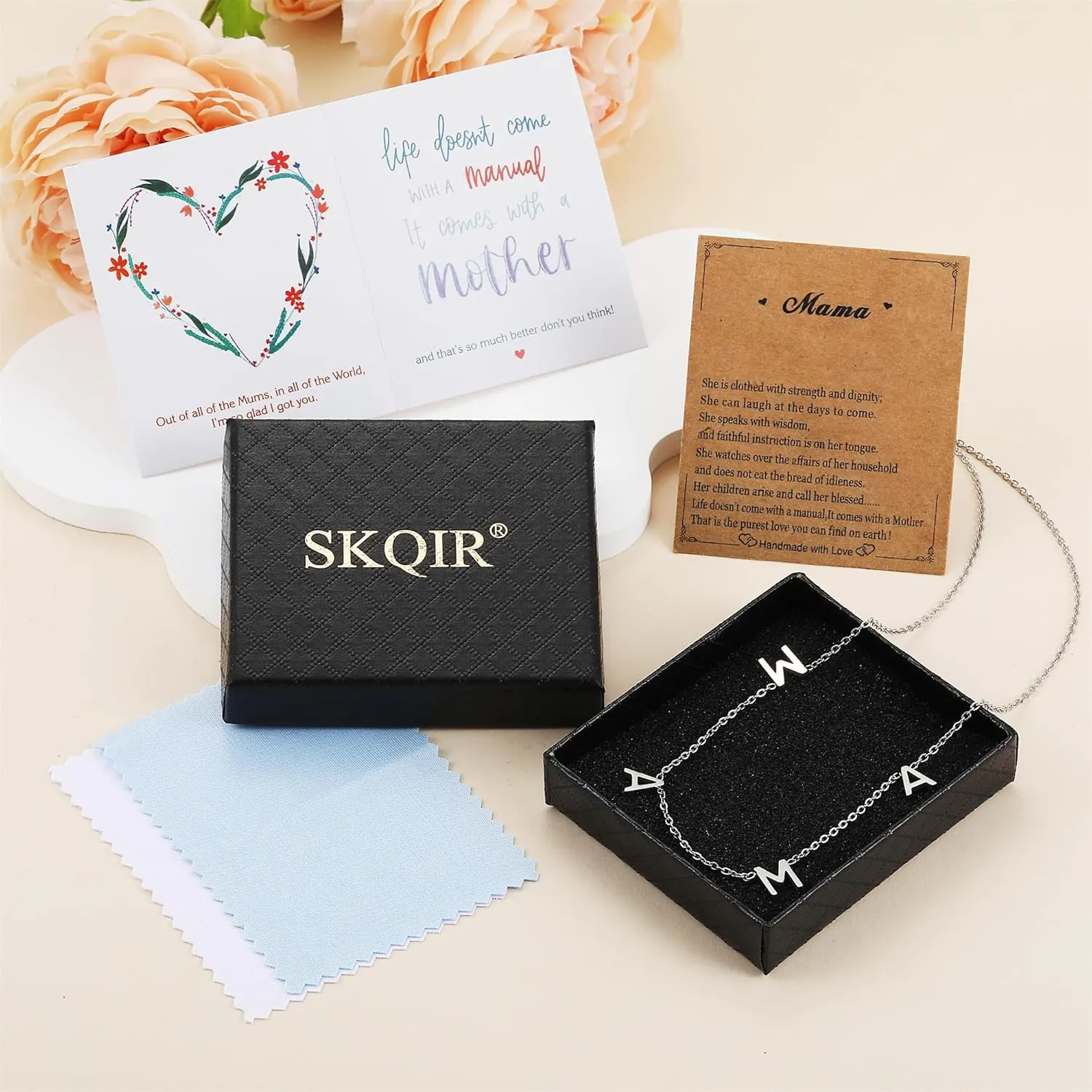 SKQIR Mama Necklaces For Women, Gold Plated Momma Mom Necklace,Pregnant Pregnancy Gifts For Expecting Mom, First Time New Mom Gifts,Mommy Mama To Be Gifts,Postpartum Gifts For Mom After Giving Birth