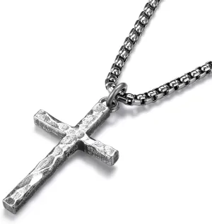 Small Cross Necklace for Men Silver Cross Pendant with Stainless Steel Box Chain | Mens Sterling Silver Crucifix Necklaces Jewelry for Fianc Husbands Birthdays 22 Inches