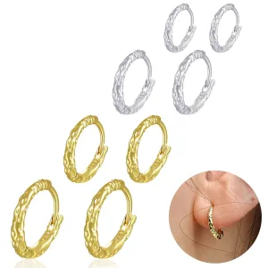 Small Gold Hoop Earrings For Women 14k Gold Plated Cartilage Hoop Earring Huggie Hoop Earrings 6mm 8mm Hoop Earrings for Women 4 Pair