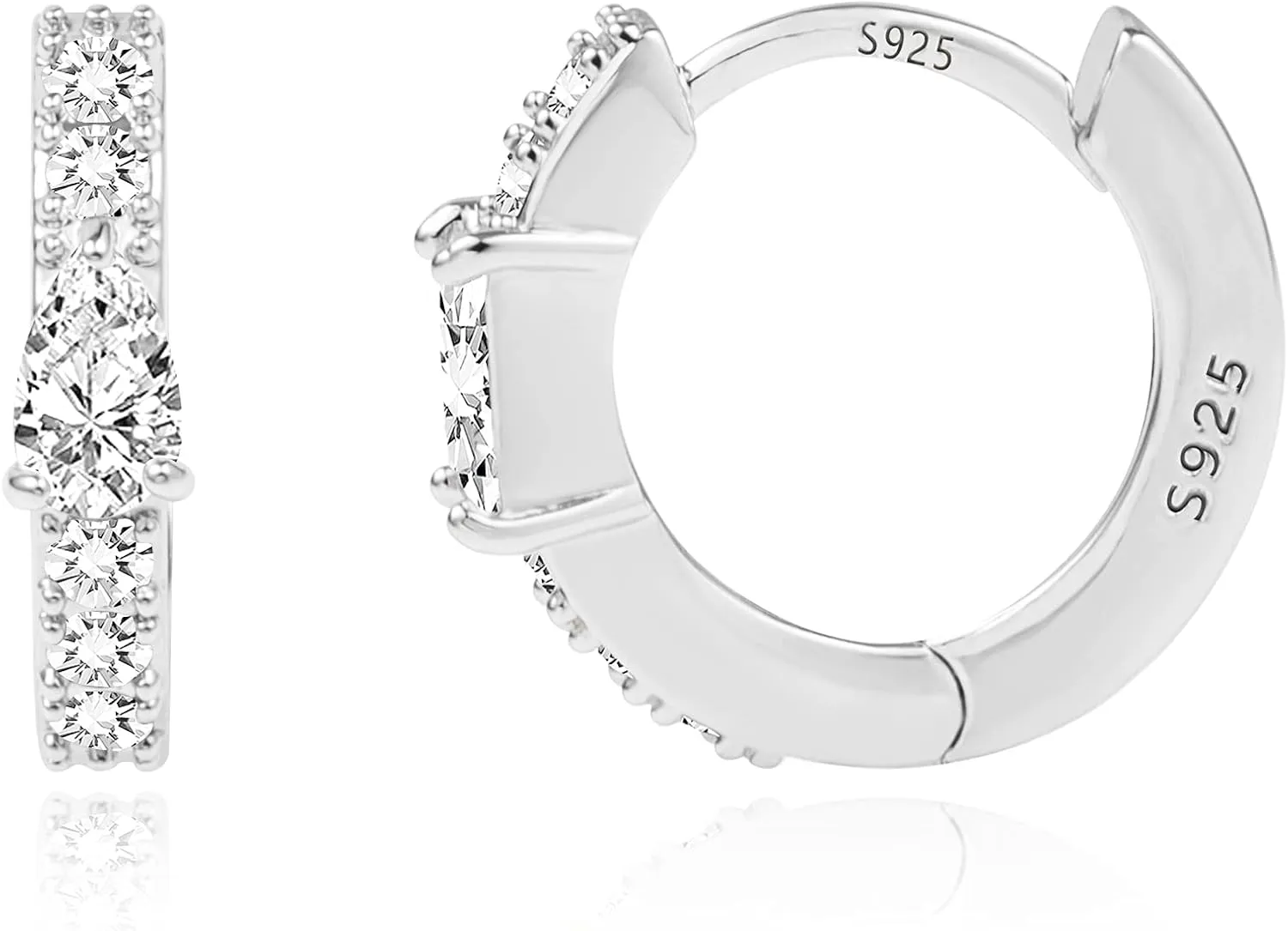 Small Gold Hoop Earrings for Women | 14K Gold Plated Hypoallergenic Sterling Silver Post CZ Hoops Earrings