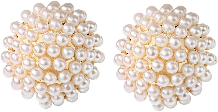 Small Pearl Earrings Stud for Women Hypoallergenic 18K Plated Gold Pearl Bridal Earrings for Wedding Birthday Anniversary Mothers Day
