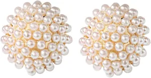 Small Pearl Earrings Stud for Women Hypoallergenic 18K Plated Gold Pearl Bridal Earrings for Wedding Birthday Anniversary Mothers Day
