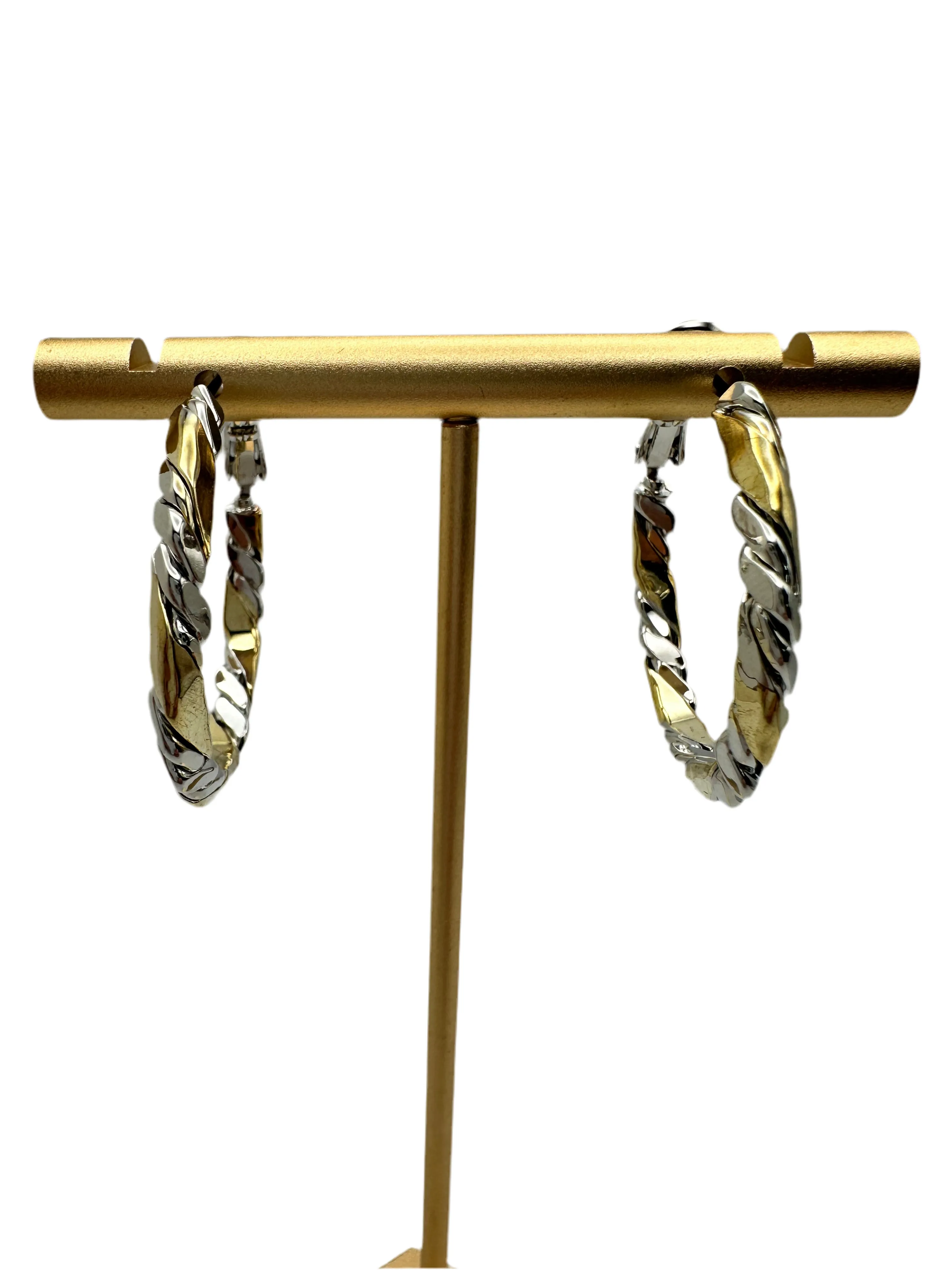 Small Two Tone Twist Earrings