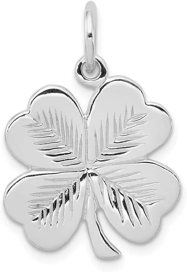 Solid 925 Sterling Silver Textured 4 Leaf Clover Pendant Charm - Jewelry Gifts For Women Wife Mom Gifts For Men Husband Dad