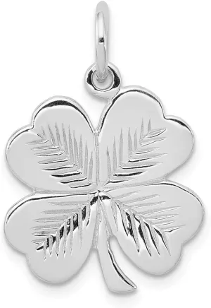 Solid 925 Sterling Silver Textured 4 Leaf Clover Pendant Charm - Jewelry Gifts For Women Wife Mom Gifts For Men Husband Dad