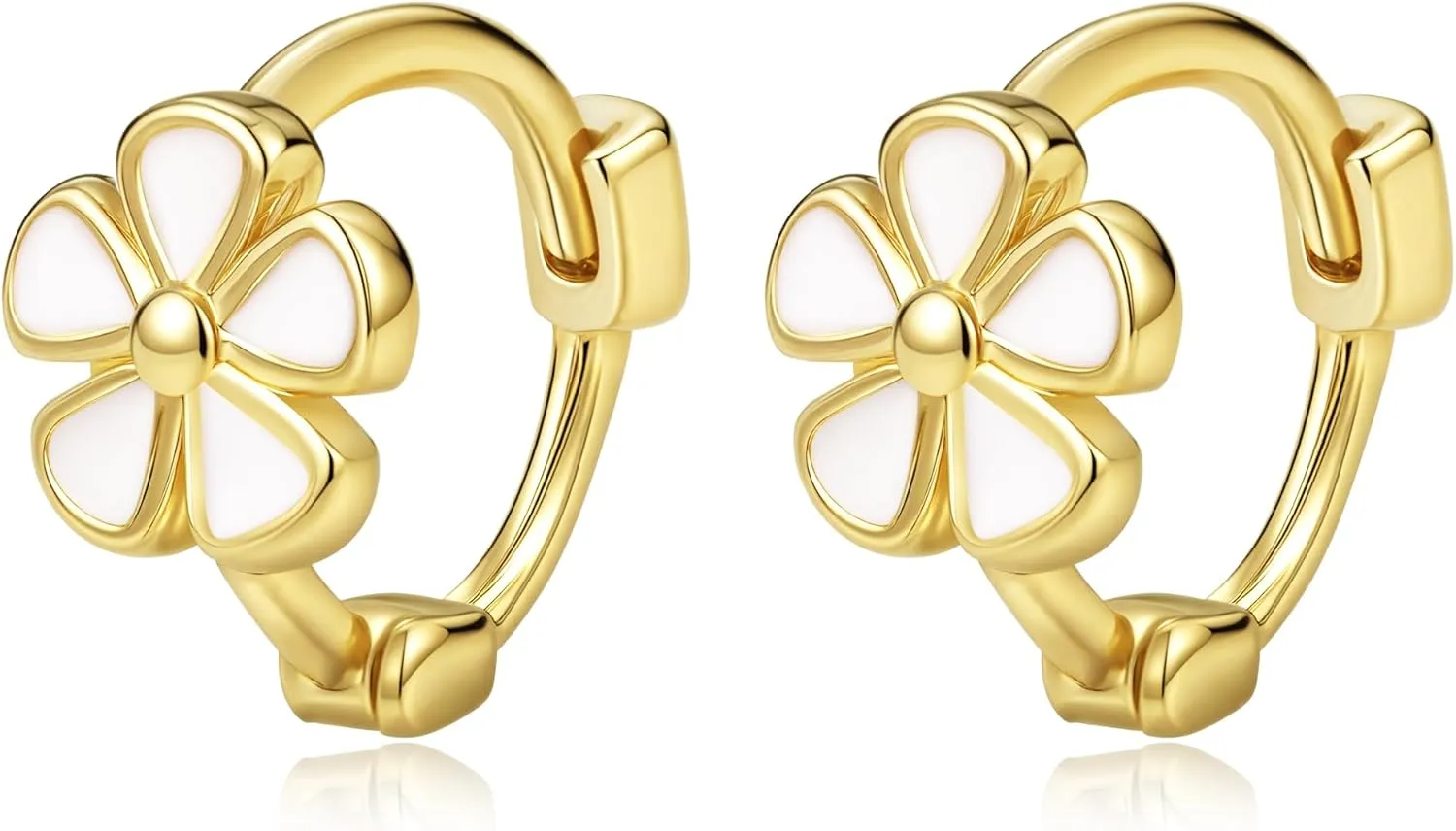 Solid Silver Huggie Earrings; S925 Hoop Earrings; Small Flower Huggie Earrings; 14K Gold Plated on S925; hypoallergic Earrings;