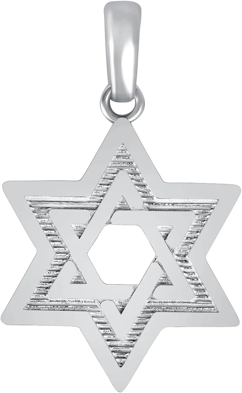 Solid Sterling Silver Jewish Star Pendant, Jewish Silver Star Of David Pendants for Women, Elegant Religious Jewish Pendant, Real Silver Jewelry Made In USA