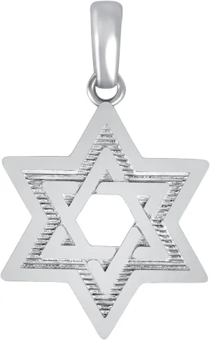 Solid Sterling Silver Jewish Star Pendant, Jewish Silver Star Of David Pendants for Women, Elegant Religious Jewish Pendant, Real Silver Jewelry Made In USA