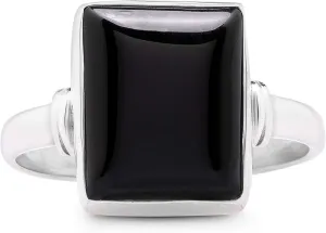 Square Black Onyx 925 Sterling Silver Ring - Delicate BOHO Chic Jewelry - Fashionable and Stylish for Women with Velvet Gift Bag - Made by Indian Artisans - Size 6-9