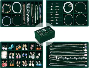 Stackable Jewelry Trays 4 Layers,Jewelry Drawer insert with Removable Dividers,Jewelry Organizer Storage Display Tray for Earring Necklace Rings Bracelet