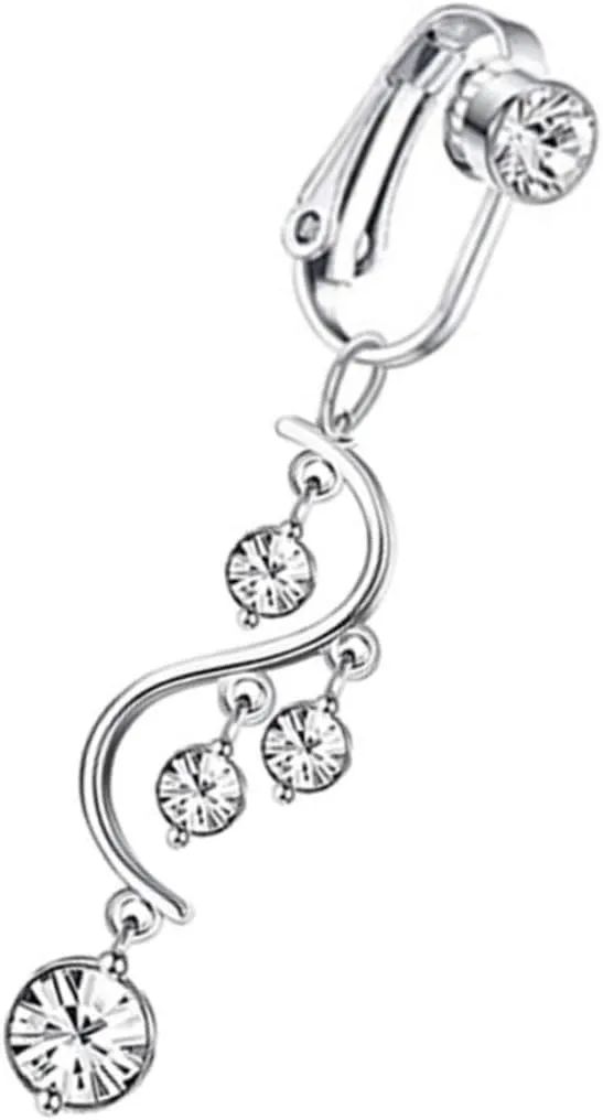 Stainless Steel Belly Button Ring Non Piercing Jewelry Dangling Gold Plated Design