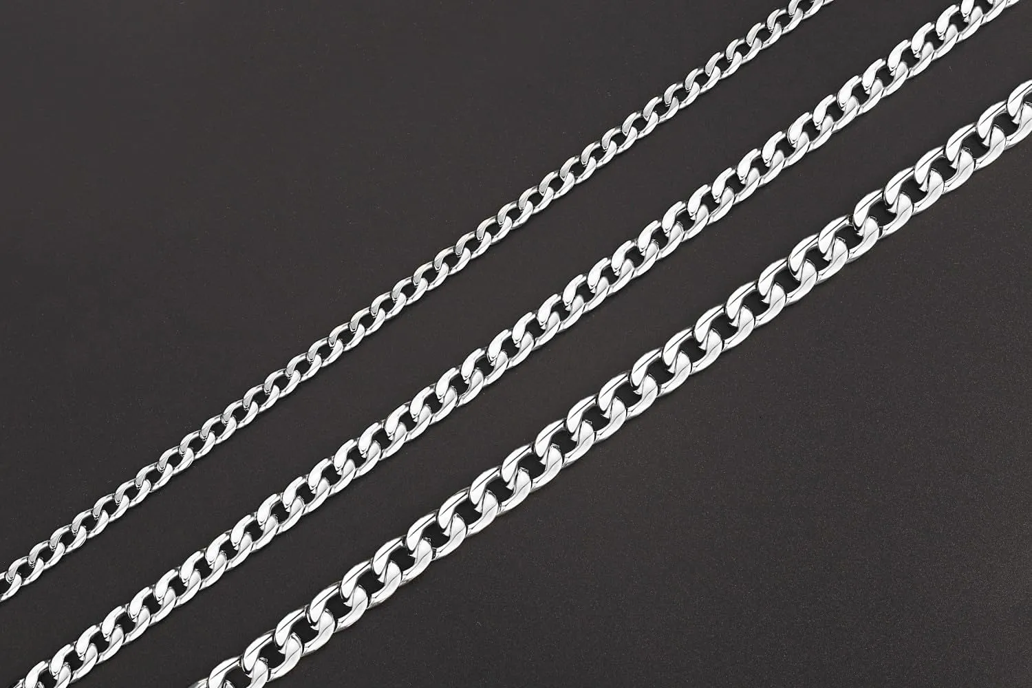 Stainless Steel Cuban Link Curb Chain Necklace for Men Silver/18k Gold Plated Flat Diamond Cut Chains, Wide 5/7/9mm