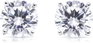 Stainless Steel Diamond Stud Earrings for Women & Men, 1ct Round Cut Simulated Small Diamond Earrings, Cubic Zirconia Push Back Earrings