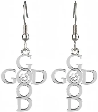 Stainless Steel God is Good Cross Earrings Dangle Letters Jewelry for Women Charms Religious Christian Gifts
