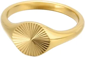 Stainless Steel Sun Burst Statement Ring 18K Gold Plated Signet Rings Sunshine Jewelry Minimalist Sunbeam Ring