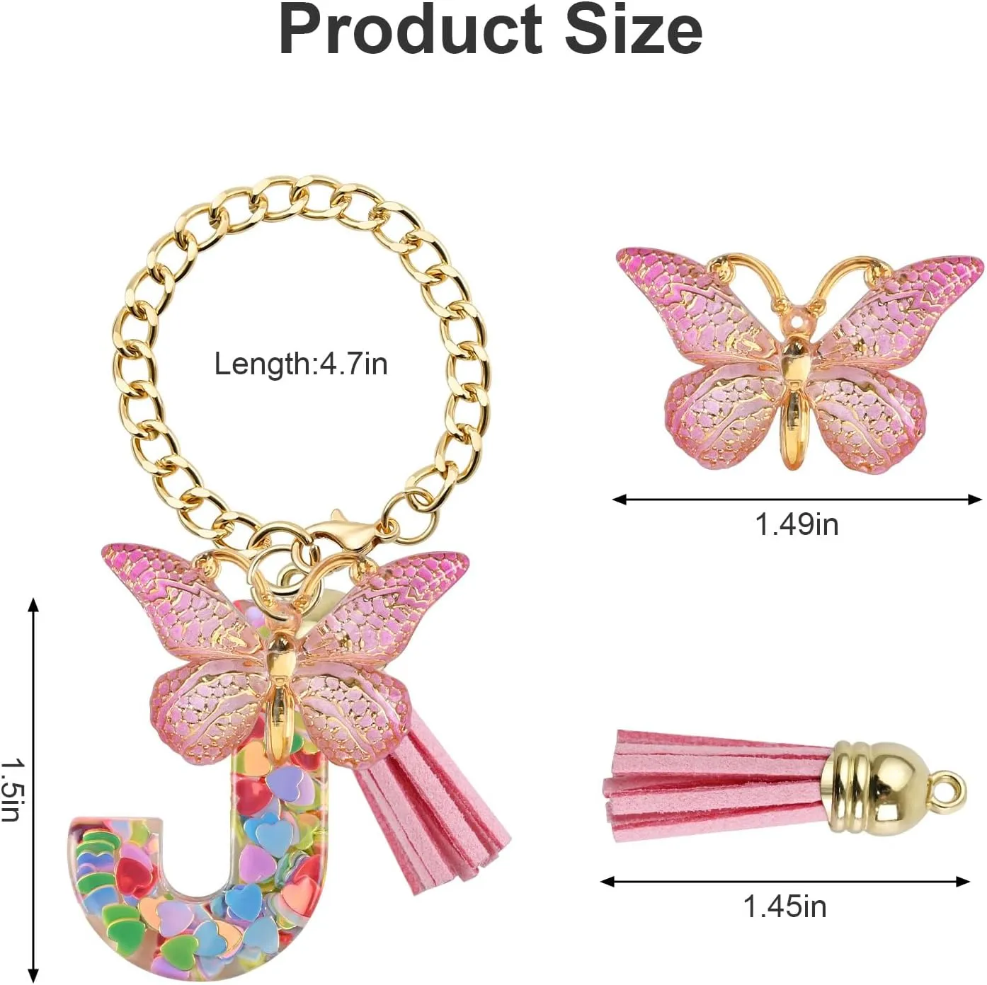 Stanley Cup Letter Keychain, Butterfly Initial Charm for Women, Personalized Tumbler Gift, Easy Install Handle Decor