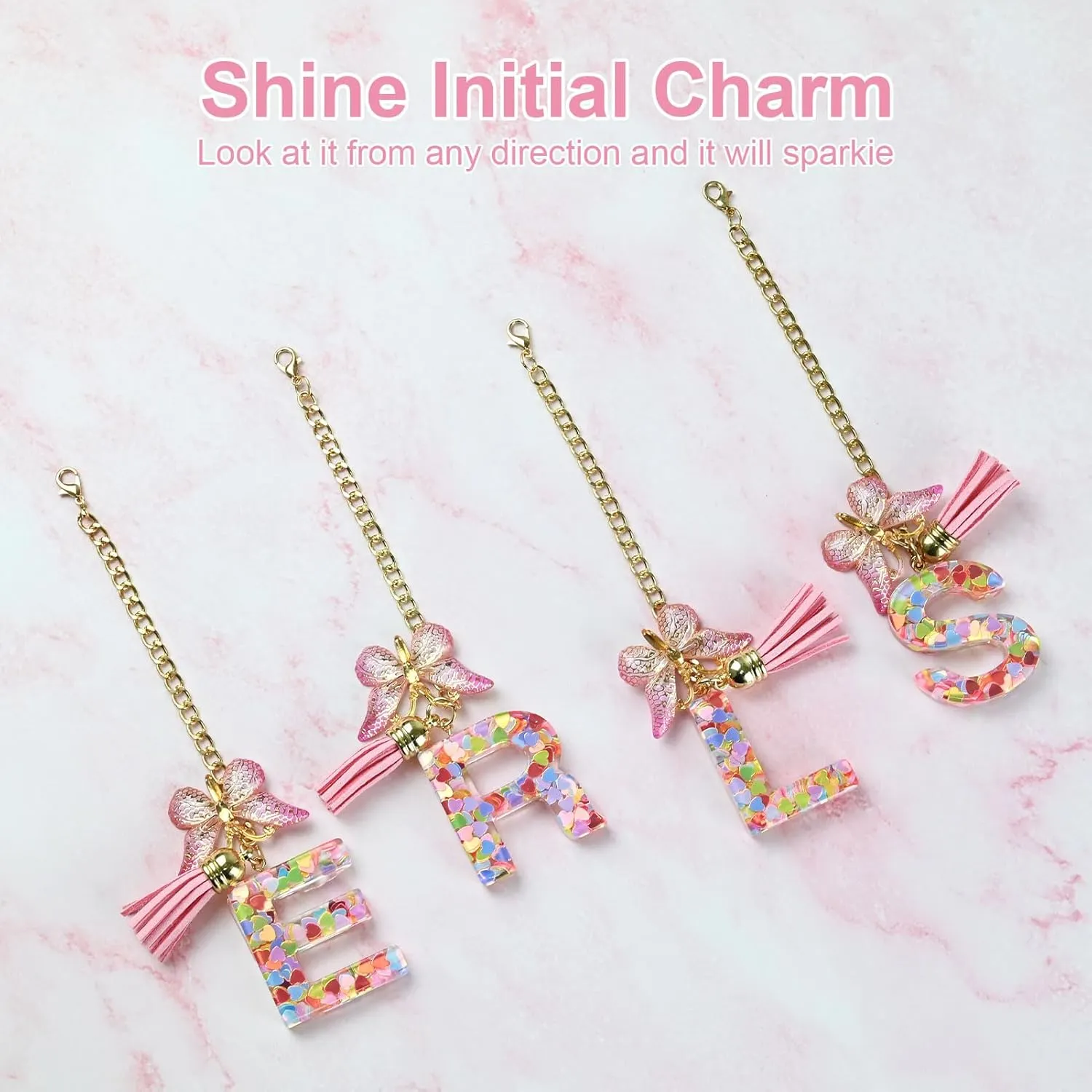 Stanley Cup Letter Keychain, Butterfly Initial Charm for Women, Personalized Tumbler Gift, Easy Install Handle Decor