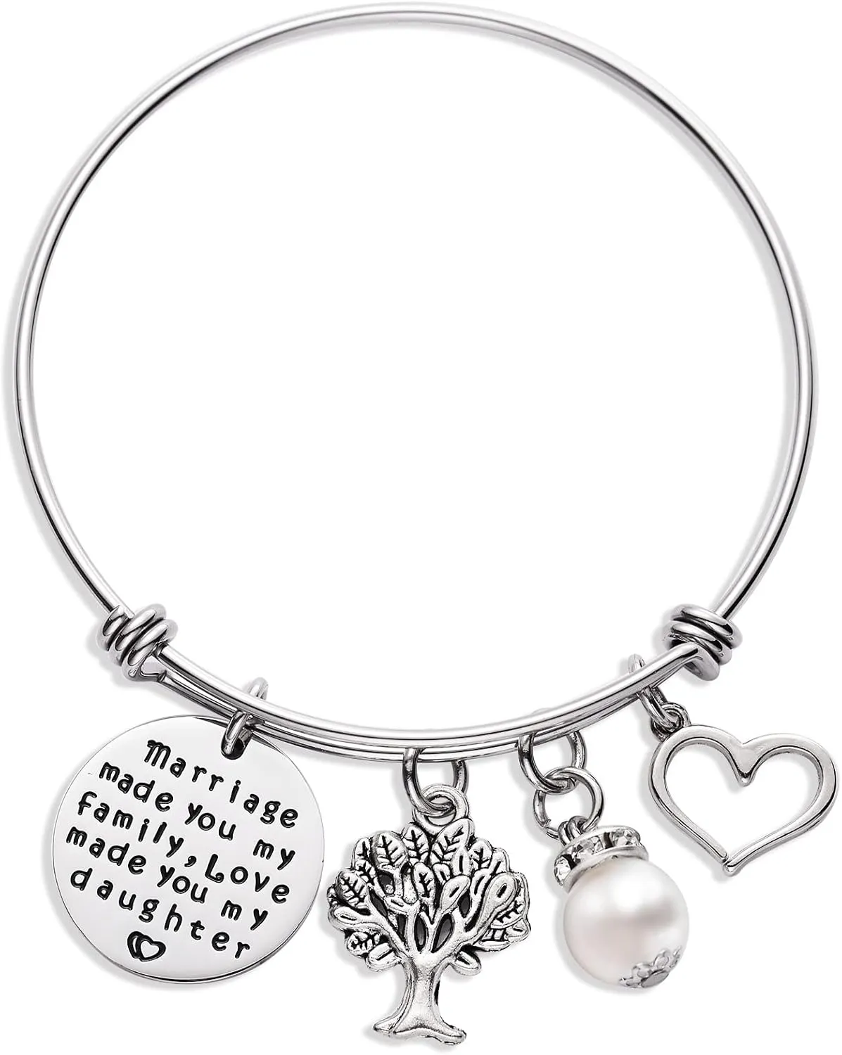 Stepdaughter Gifts Bangles Bracelets For Step Daughter From Stepmother Stepfather Family Bangle Bracelet Gift For Bonus Daughter in Law Teen Girls Women Jewelry