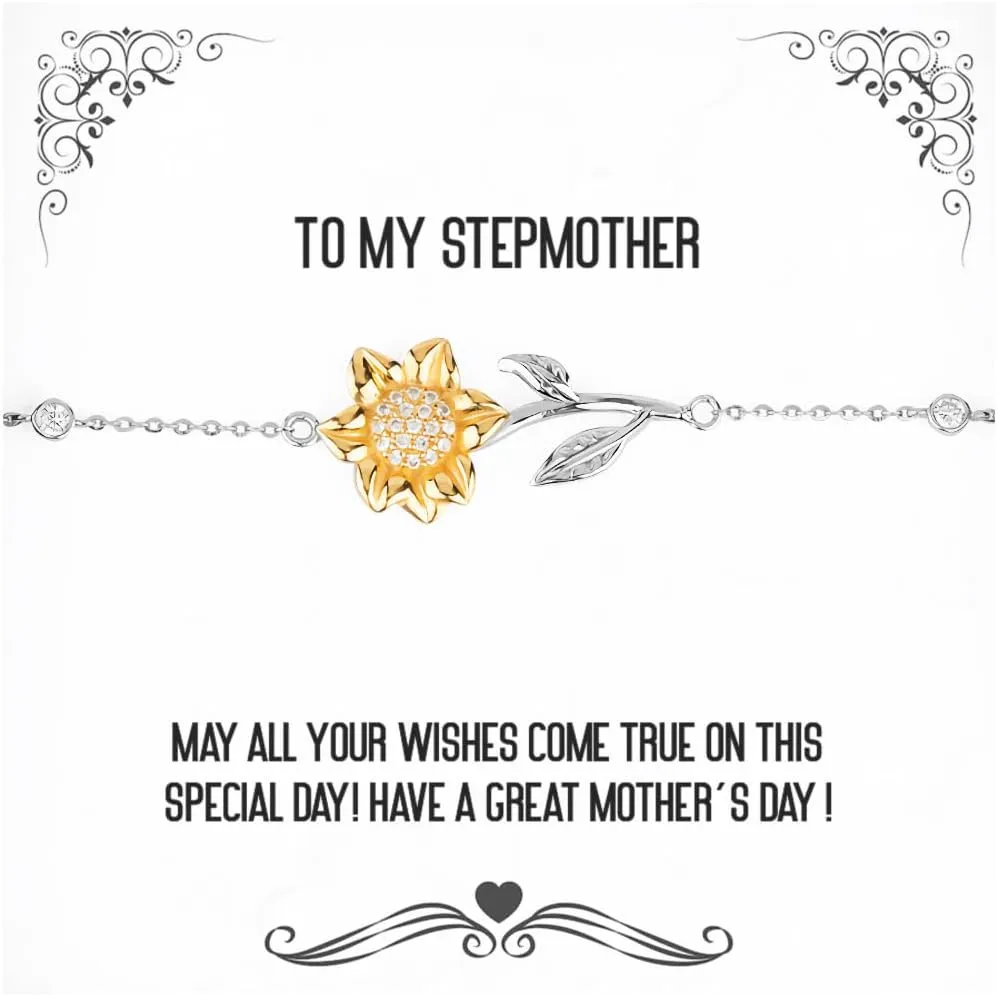 Stepmother Gifts For Mother, May all your wishes come true on this!!, Epic Stepmother Sunflower Bracelet, Jewelry From Daughter, Gift for her, Funny sunflower bracelet, Friendship bracelet, Bff