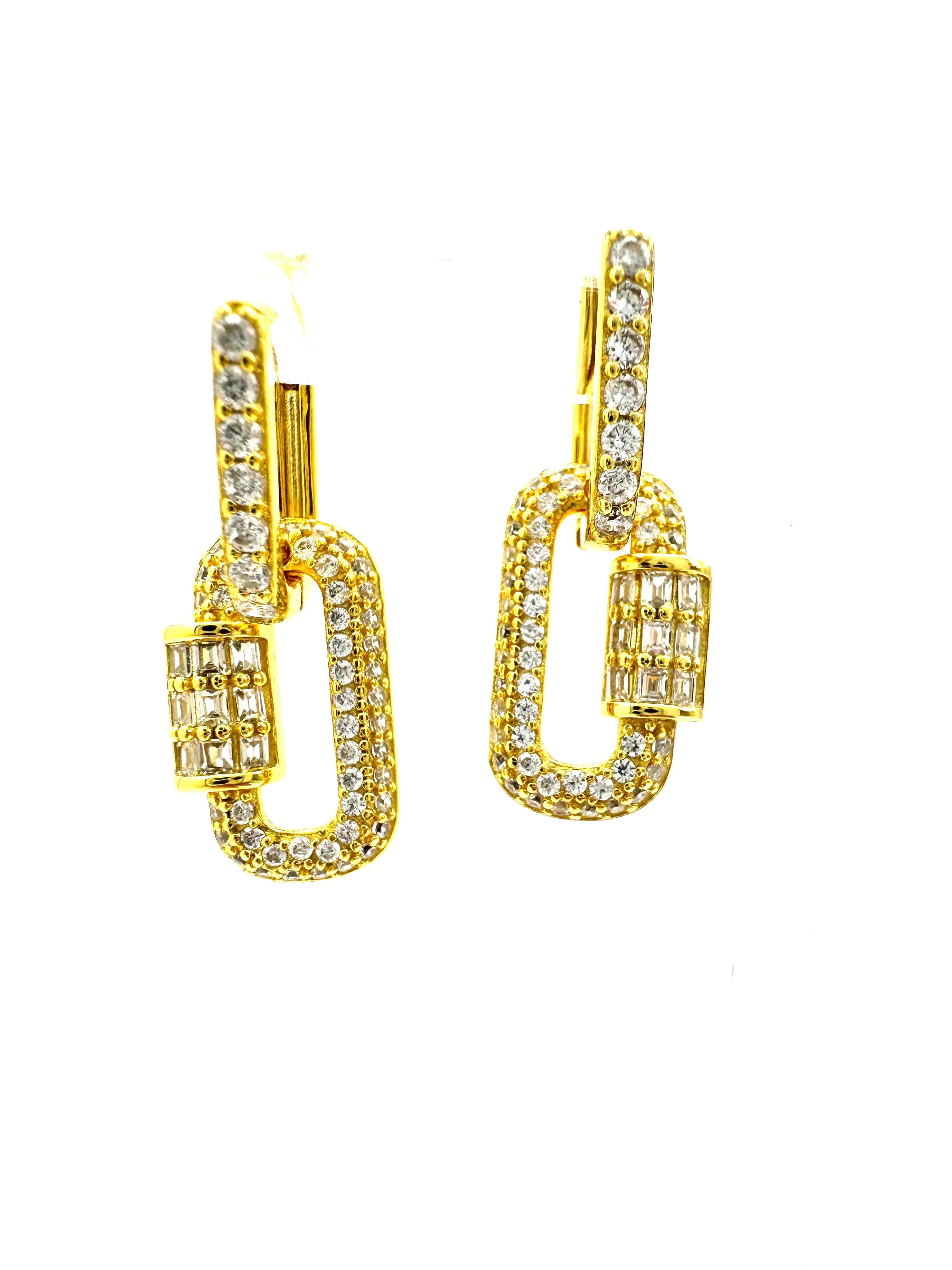 Sterling CZ Caribiner Earrings