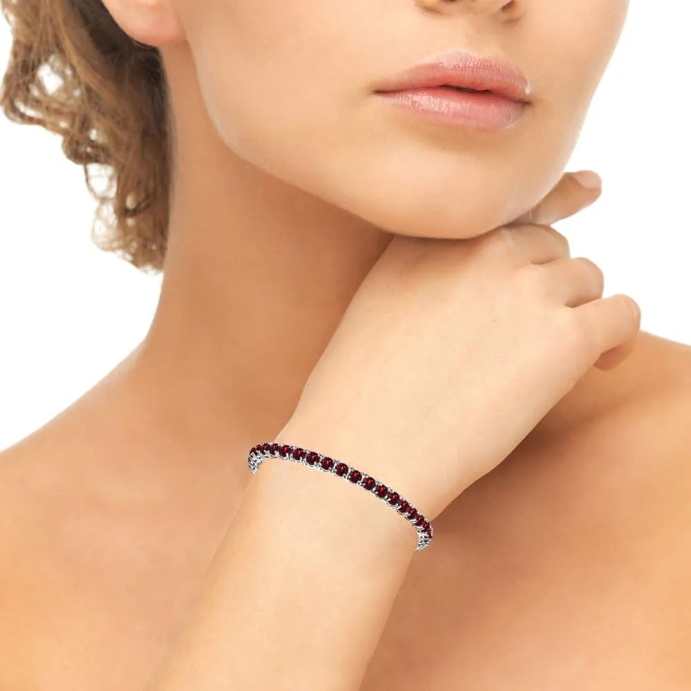 Sterling Silver 4mm Round-cut Classic Bracelet Made with European Crystals